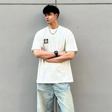 万针全刺绣工艺抖音得物高品质260克重磅纯棉双纱美式高街短袖T恤，男装T恤，电商A486-1
