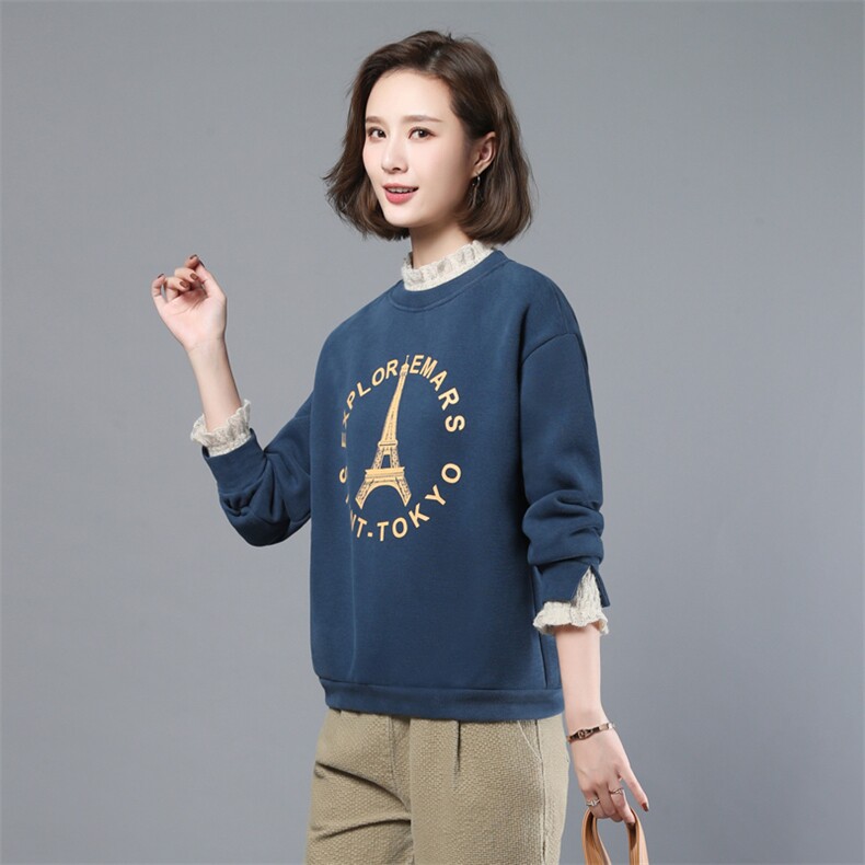 2022年秋季新款套头立领卫衣女长袖韩版加绒加厚上衣服打底衫棉,女装卫衣/绒衫,简韵佳