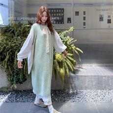 甜美蝴蝶结罩衫白色连衣裙套装女春秋2025新款法式温柔风流行爆款，女装套装/套裙，2C217