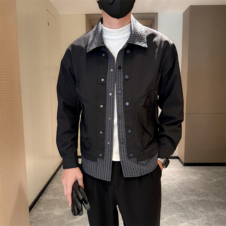 B216JK8206P1002025秋装新款男士假两件夹克外套,男装夹克,电商B216（原B302）