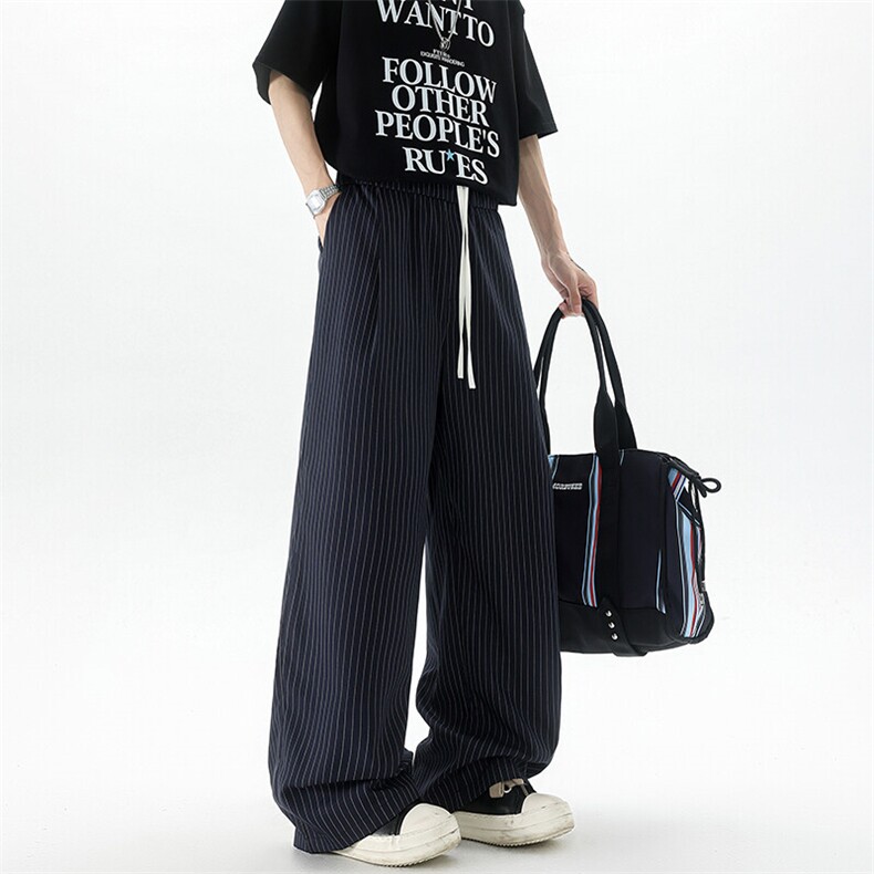 8XL-M假两件双腰山本裤条纹休闲西裤男夏宽松大码阔腿裤KZ052P60,男装休闲裤,电商B312