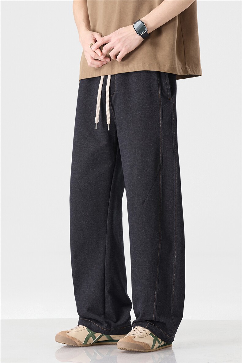 【限价119】慵懒风直筒休闲裤男士春夏新款抽绳免烫宽松直筒裤,男装休闲裤,电商D215