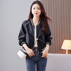 欧货皮衣外套女机车服短款上衣2023秋季新款pu皮棒球服夹克潮ins，女装皮衣，潮流依族