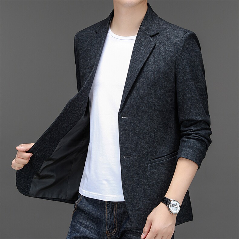 秋季新款西装男弹力针织西服简约外套西服商务休闲小西装单西,男装西服,电商B360