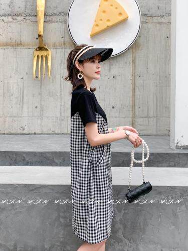 简约格子连衣裙，女装连衣裙，莲佳妮
