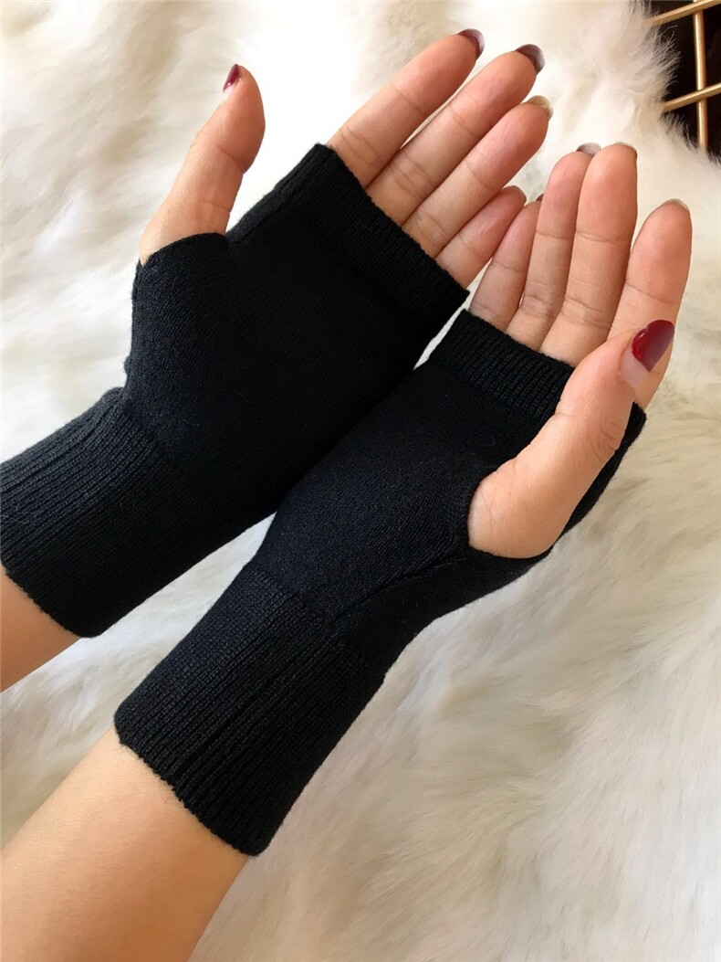 2025时尚百搭通勤简约休闲男女露指羊毛手套,饰品手套,暖星羊绒