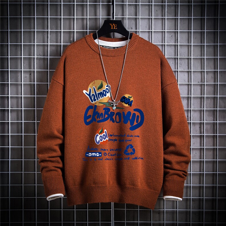 1日系圆领套头中性潮流大码M-5XL印花针织毛衣男7981P48加绒P55，男装针织衫/毛衣，星座226-2