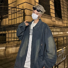 高街水洗做旧扎染工装牛仔夹克男袖秋季常规潮长袖青少年2179/P75，男装夹克，星座506