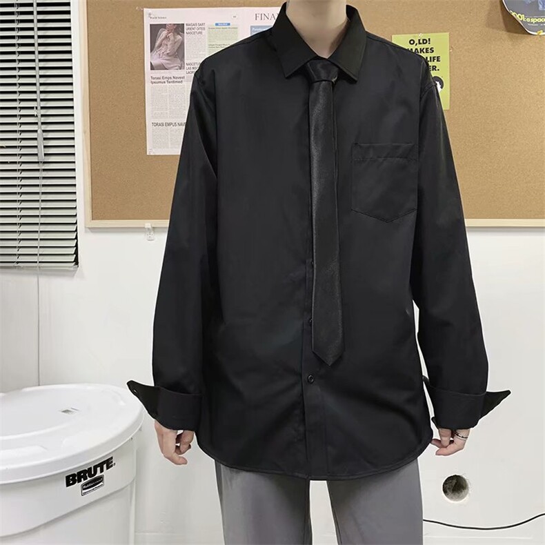 送领带长袖衬衫男学院风潮流宽松休闲衬衣学生正装寸衫C11-P30,男装衬衫,星座1008-2
