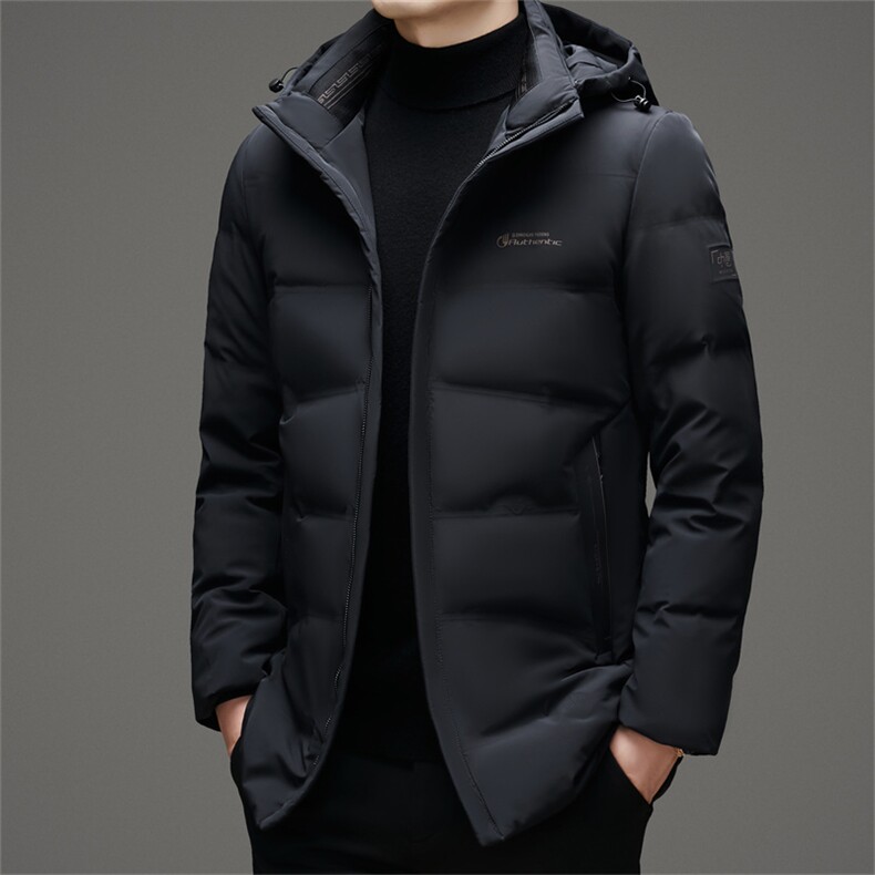 冬季男士白鸭绒羽绒服加绒保暖商务品质可脱卸帽外套休闲简约男装,男装羽绒服,钱塘6003（原4033）