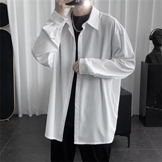 慵懒风白衬衫男长袖秋季新款小心机上衣设计感潮流宽松垂坠感衬衣，男装衬衫，星座506A