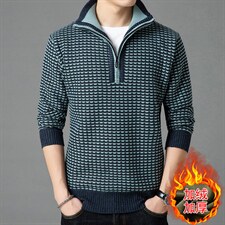 毛衣男高领拉链加绒加厚秋冬季针织中青年打底衫 WM2101  P57图片