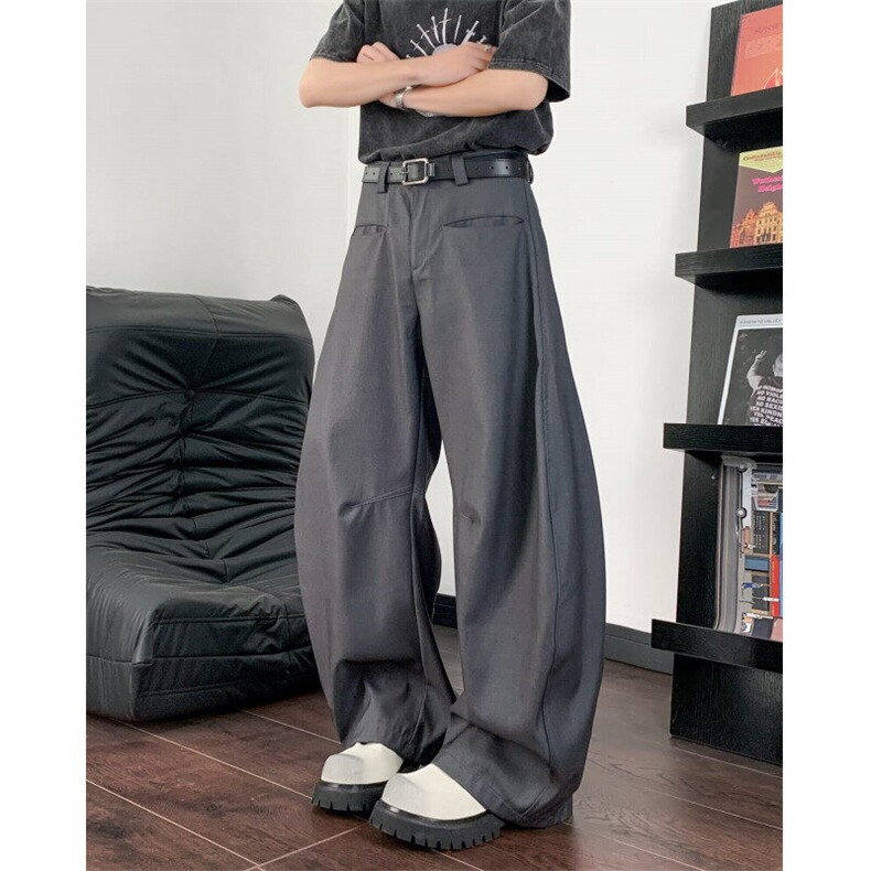 复古廓形弯刀棕色牛仔裤男女微喇叭显瘦cleanfit解构阔腿香蕉裤子,男装牛仔裤,星座601-1