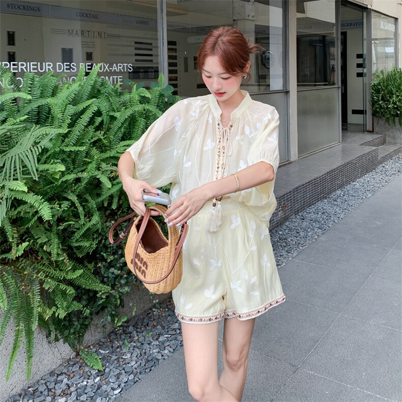 现货主推重工艺刺绣女夏新款休闲减龄穿搭两件套A2601-139-K218,女装套装/套裙,美静678