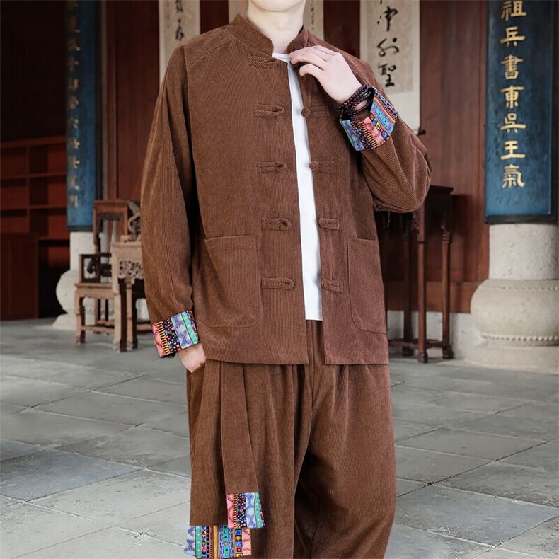 男士外套灯芯绒夹克套装盘扣立领风XZ1512-2502套装-P130,男装夹克,星座1512