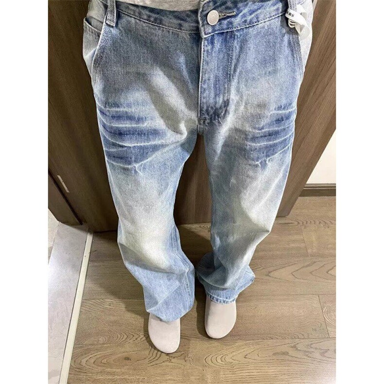 网络图,高街直筒水洗弯刀长裤微喇风新款牛仔裤XZ302B-1-N30P48,男装牛仔裤,星座302B-1