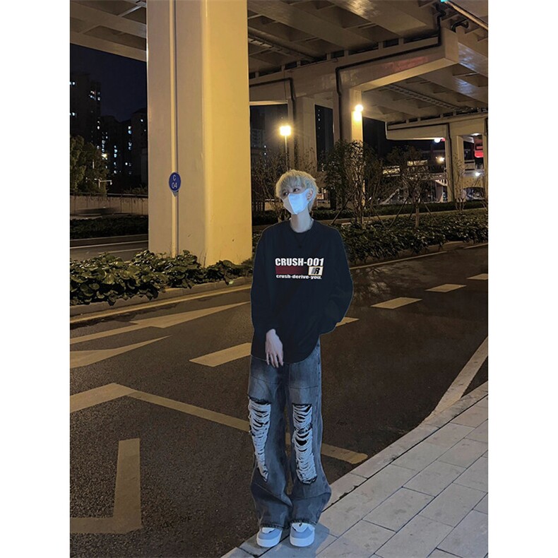 美式复古长袖T恤小领口打底衫,男装T恤,星座310A-4