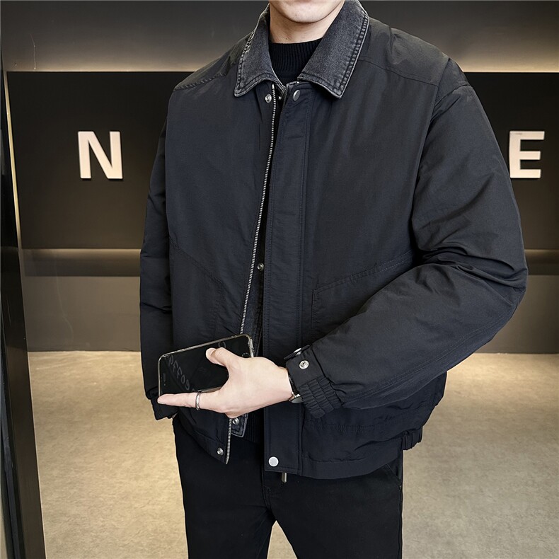 新标牛仔拼接假两件简约羽绒服轻奢老钱风数据款现货Y5526-P210图片