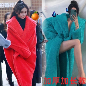 2024韩版高端冬季新款羊羔毛中长款毛毛大衣加厚环保皮草时尚外套图片