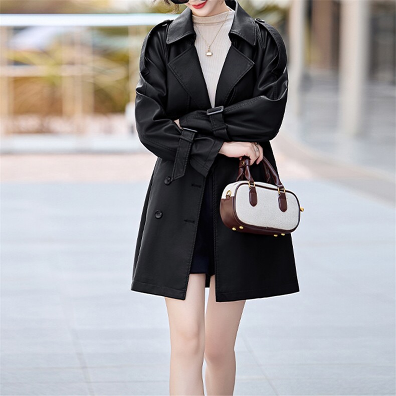 安克拉红色皮衣女2024新款小个子皮夹克秋季pu皮风衣外套女高级感,女装皮衣,美拉德工厂直营店