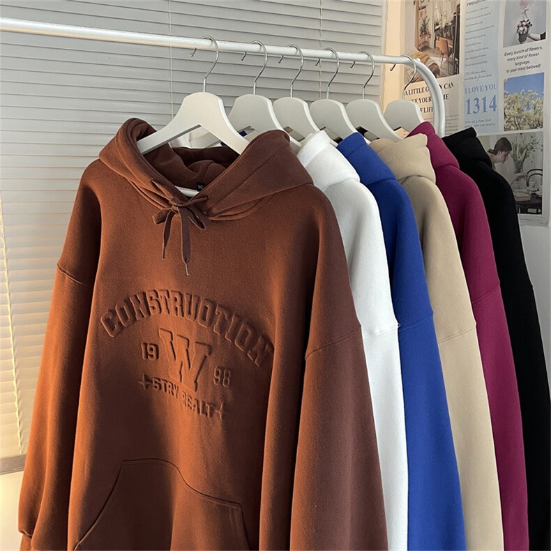 抖音品质供货2025秋冬新款凹凸钢印连帽卫衣A158-WY61-P65,男装卫衣,电商A158