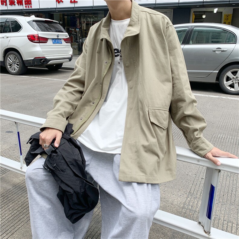 20秋ins网红两件套工装夹克宽松立领潮流外套日系上衣mj353-p138,男装风衣,电商B288