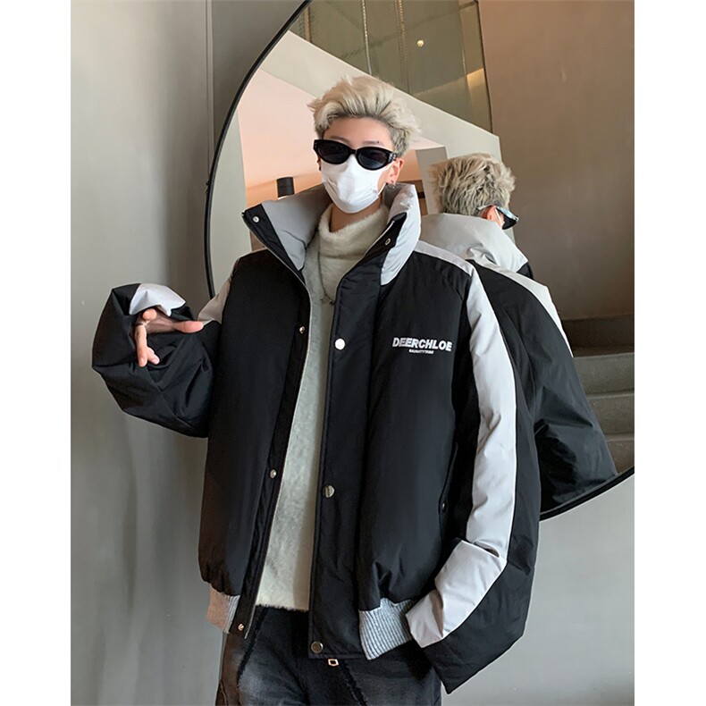 405A美式高街撞色短款棉服加厚立领面包服MY24919-P125控158,男装棉衣,星座405A