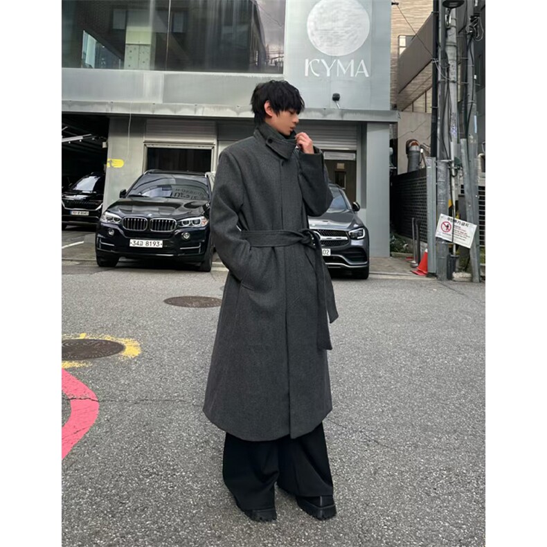 现货~2025新款垫肩毛呢大衣过膝长款收腰风衣外套Y976-P125,男装风衣,星座1004-3