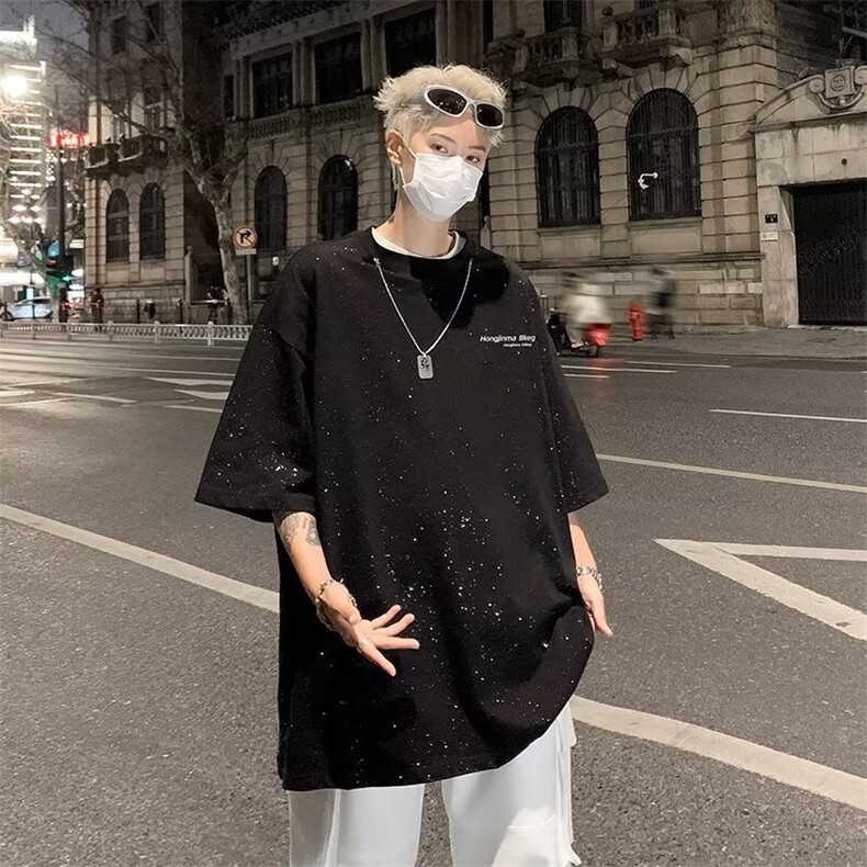 2024夏季新款美式潮牌短袖t恤男百搭五分袖短袖男现货T1731-P35,男装T恤,星座512-4