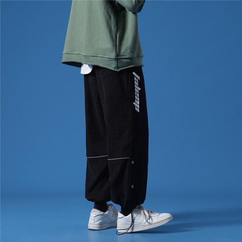 2021新款蓝墙灯芯绒灰色宽松休闲运动裤A061-K1859-P45控价65,男装休闲裤,电商A061