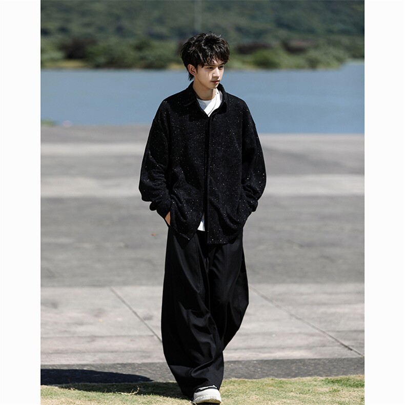 8XL-M人字纹小香风衬衫男生春秋衬衣宽松慵懒垂感外套CS29008P45,男装衬衫,电商B312