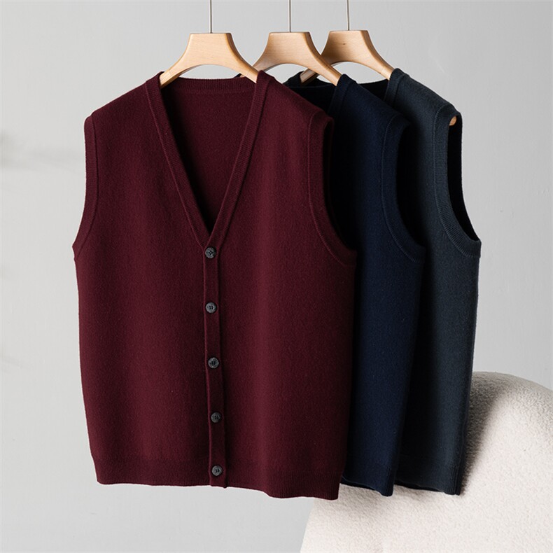 秋冬季新款舒适时尚百搭男士V领羊绒坎肩马甲男装，男装背心/马甲，江帆羊绒