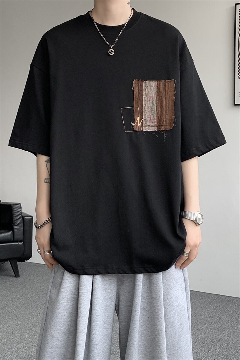 8XL-M高品质纯棉美式复古宽松简约百搭学院风短袖T恤上衣男DX343,男装T恤,电商D206-1