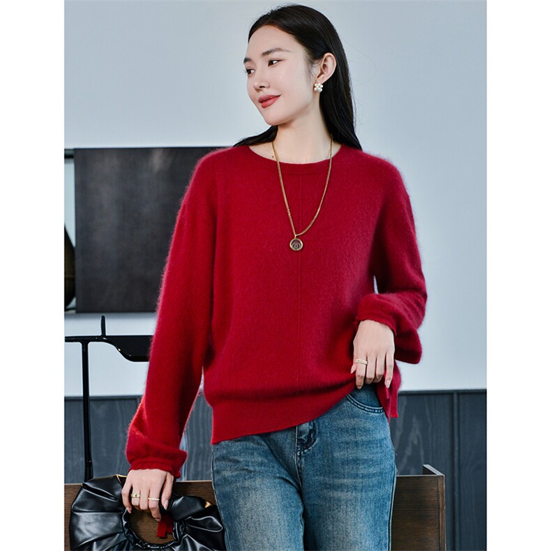 时尚女装秋季新款35%羊绒衫宽松显瘦袖口系带设计,女装羊绒衫,兴泰羊绒