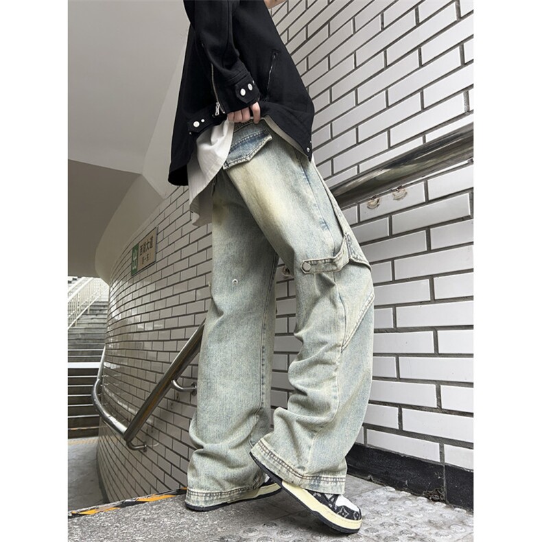 牛仔裤男设计感小众美式复古cleanfit裤子直筒工装裤N811-P55,男装牛仔裤,星座308B-1