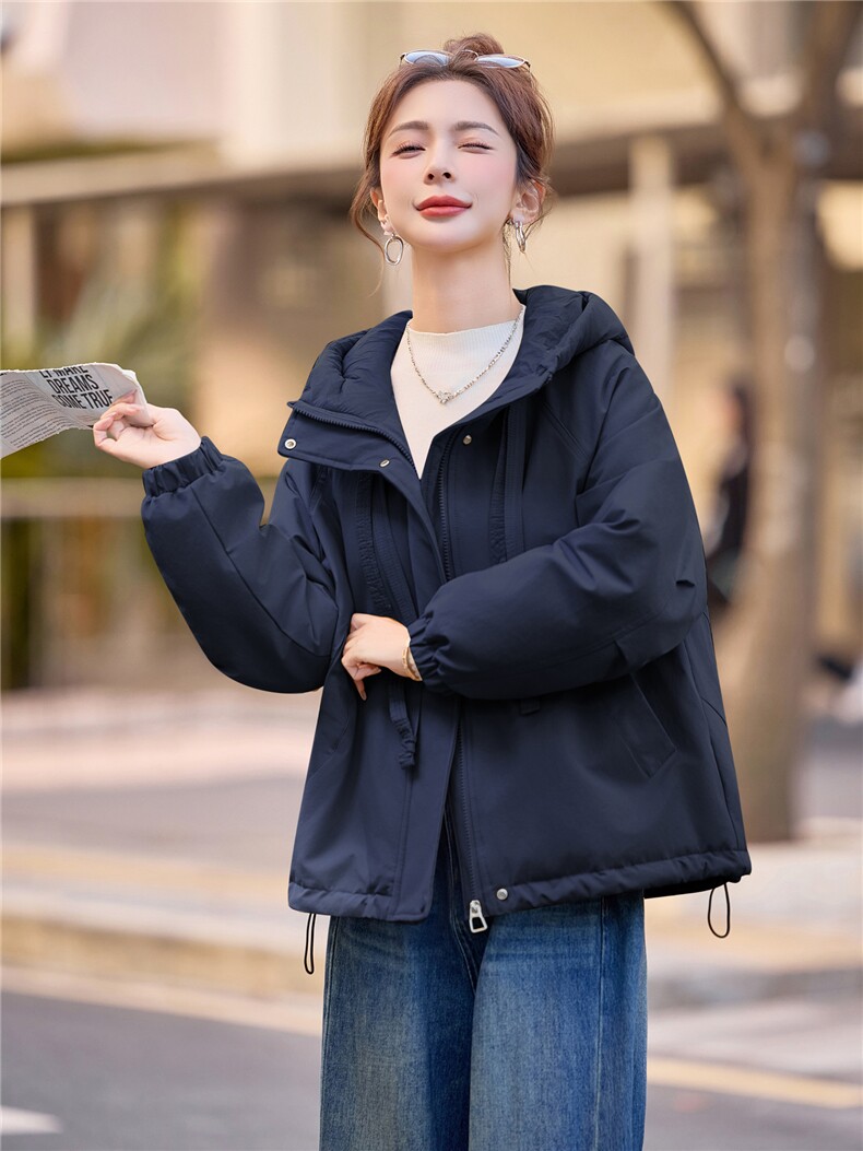 2025年冬季时尚休闲加绒加厚连帽棉衣,女装棉衣/棉服,依恋蒂丝