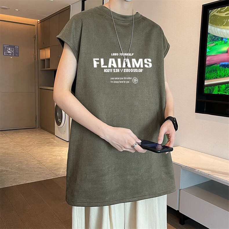 可设48小时发货支持抖音得物来样二开240克重磅美式麂皮绒背心t恤，男装背心/马甲，电商A486