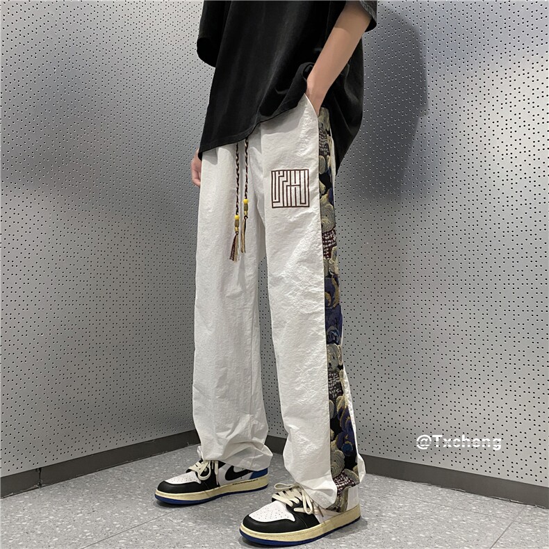 港风夏季新款潮速干小熊刺绣宽松休闲裤B315-K23381-特p25控48,男装休闲裤,电商B315