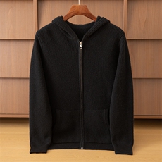 2025年秋季连帽时尚百搭通勤休闲羊绒开衫，男装羊绒开衫，米亚康羊绒