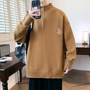 84675-P68半拉链毛衣男立领秋冬季新款韩版宽松套头针织衫图片