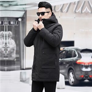 冬装潮中长款加厚修身90白鸭绒羽绒服男外套连帽羽绒 99335图片