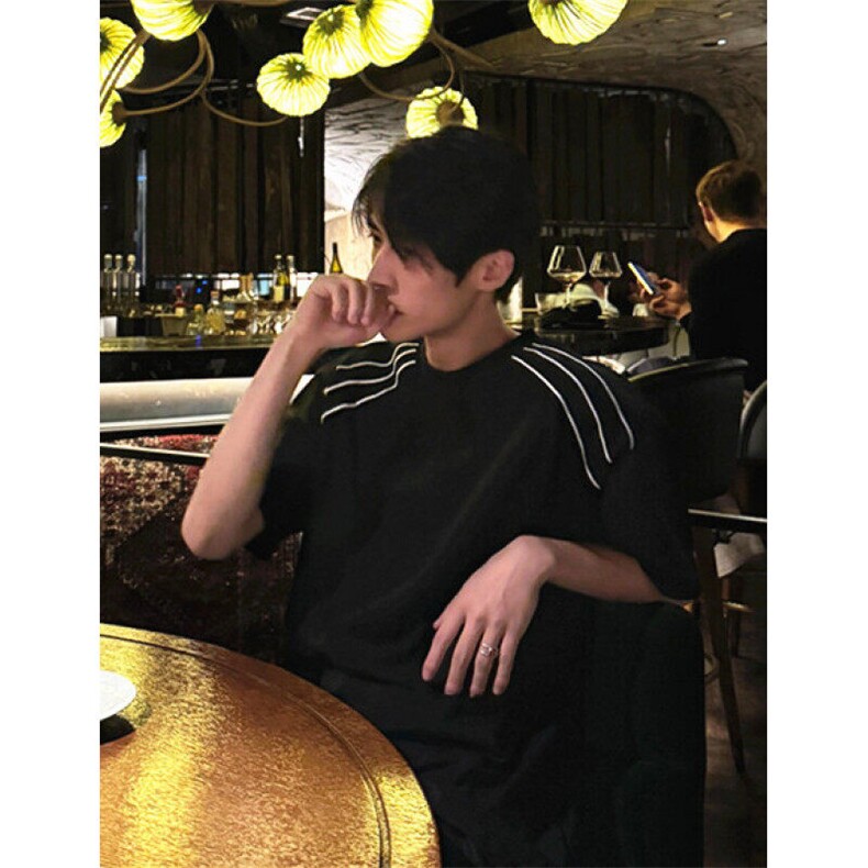 潮牌垫肩短袖T恤男士夏季小众设计感半袖宽松休闲上衣服T586,男装T恤,星座1116A（原606A-3）