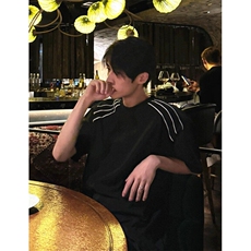 潮牌垫肩短袖T恤男士夏季小众设计感半袖宽松休闲上衣服T586，男装T恤，星座1116A（原606A-3）