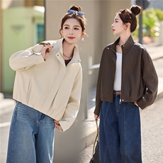 BAO现货外套女2026新款春秋季简约翻领软皮衣夹克上衣女装PU，女装皮衣，江南女神