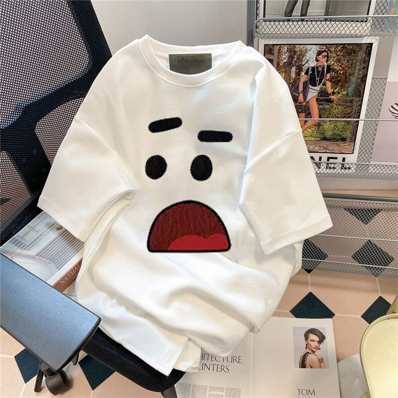 T0648-P25 可爱表情包纯棉印花短袖 男女可搭情侣图片