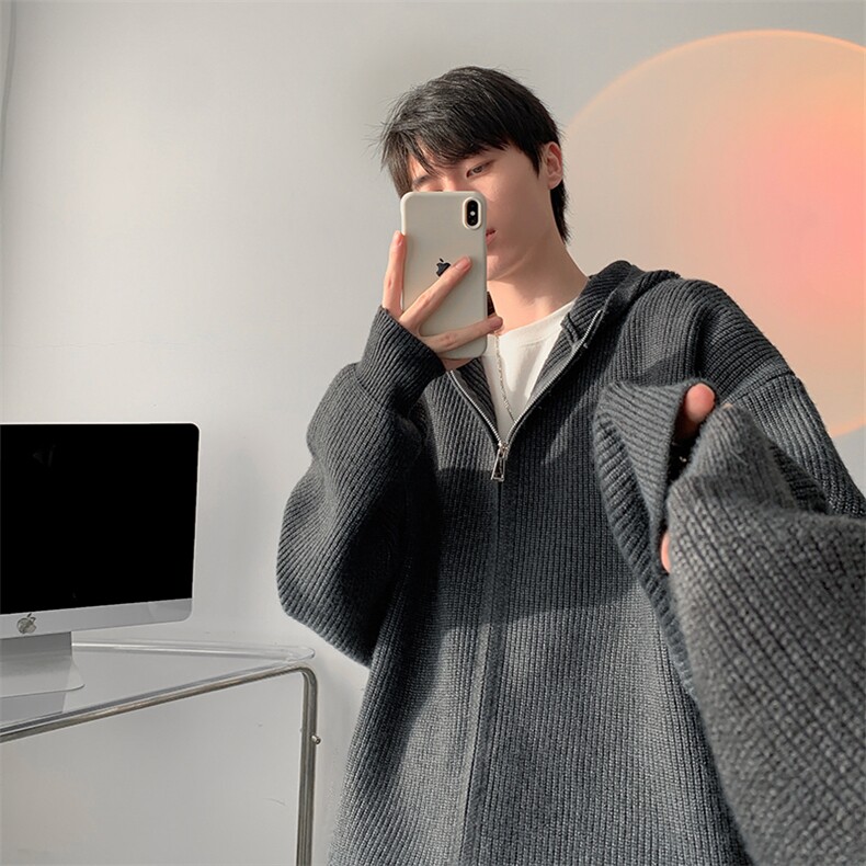 秋冬重磅高克重800g连帽双拉链针织开衫男毛衣MY119-特P50控118，男装针织衫/毛衣，电商A001-1