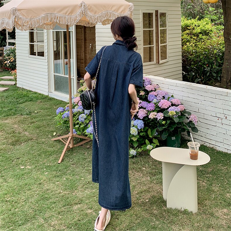 披肩牛仔衬衫连衣裙女夏季2025新款慵懒松弛高级感宽松显瘦连身裙,女装连衣裙,2C095