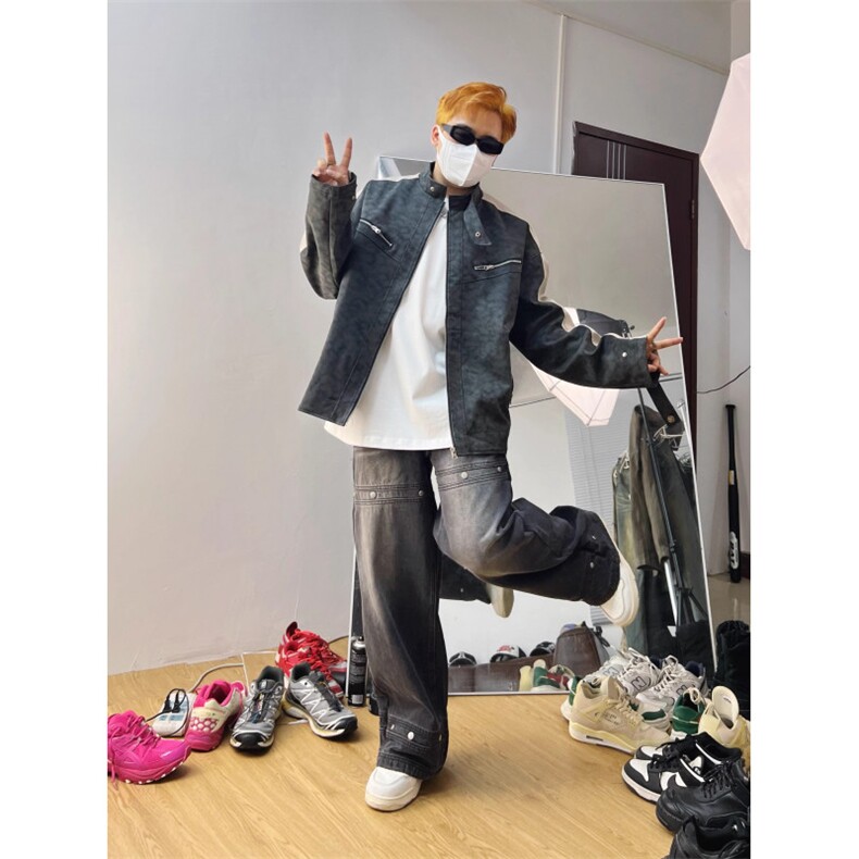 1506/QJK8530/P74春秋美式复古机车磨砂飞行皮衣男女夹克外套潮流,男装夹克,星座1506