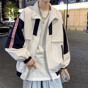 秋季潮流拼色宽松休闲上衣男日系工装棒球服夹克外套 W3837-P48图片