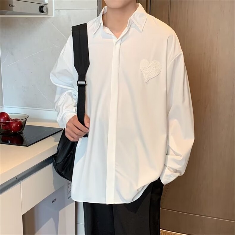 长袖衬衫男港风日系韩版潮流衬衣爱心会变色C640P38,男装衬衫,星座1116-2